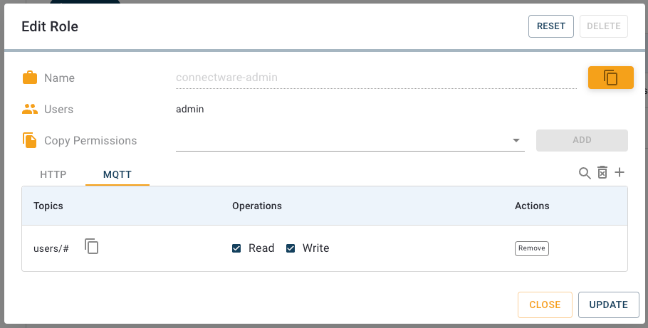 Bild des Edit Role Dialogs im User Management View