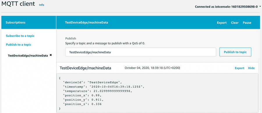 AWS IoT Core MQTT client