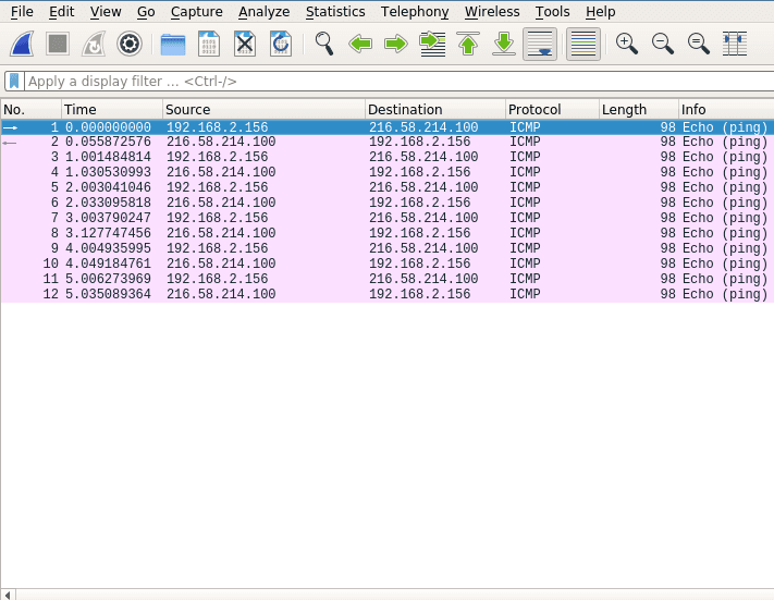 Packet List Wireshark