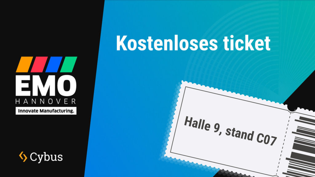 Ein Bild, welches ein kostenloses Ticket durch Cybus für die Emo2023 vermarktet