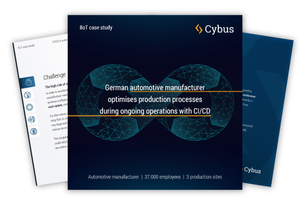 Case study cover: German automotive manufacturer optimizes production processes during ongoing operations with CI/CD